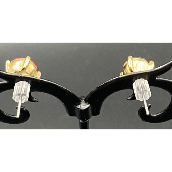 Kirk's Folly AB Faceted Crystal Stud Earrings 7 mm Gold Tone Fairycore Signed - Picture 3 of 6